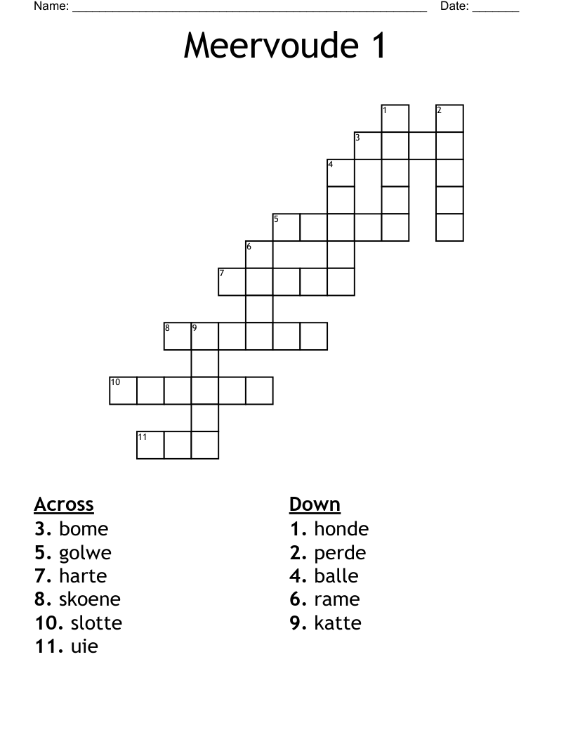 Meervoude 1 Crossword
