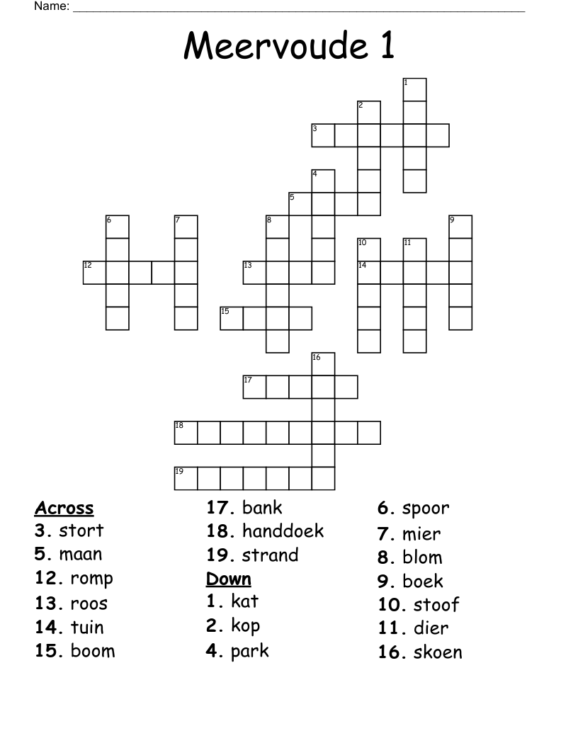 Meervoude 1 Crossword