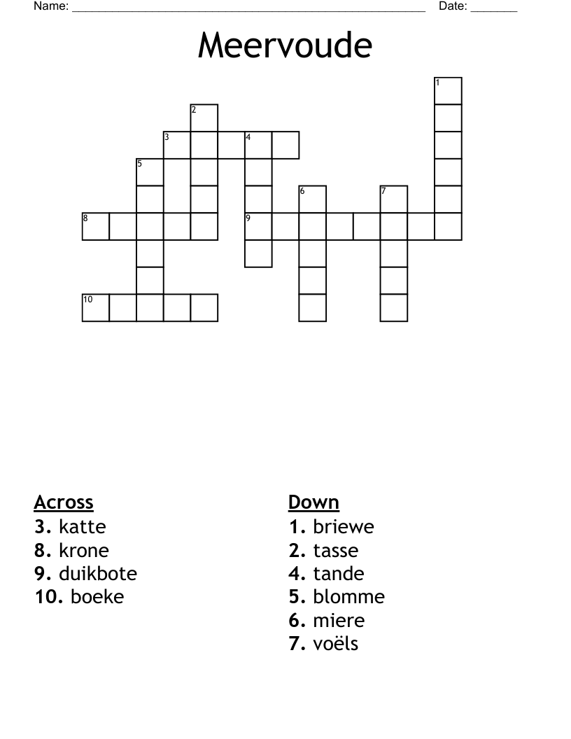 Meervoude Crossword