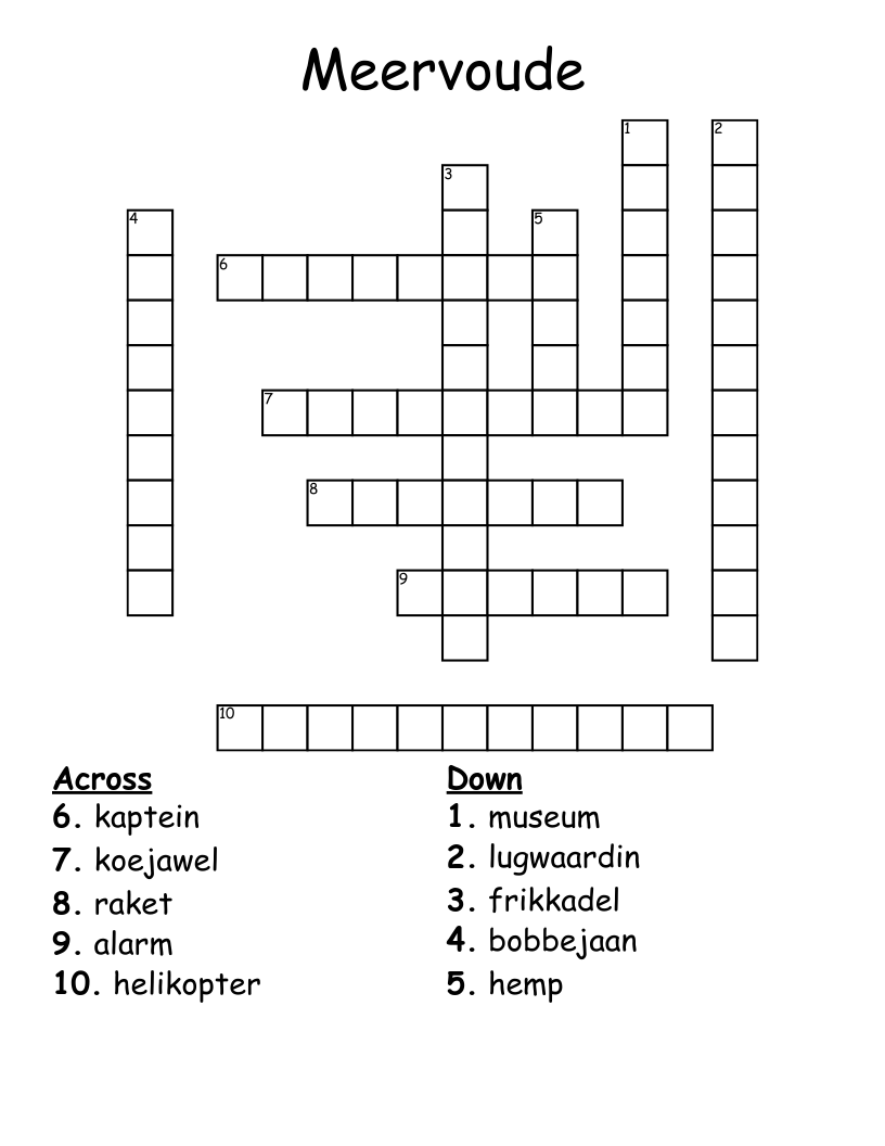 Meervoude Crossword