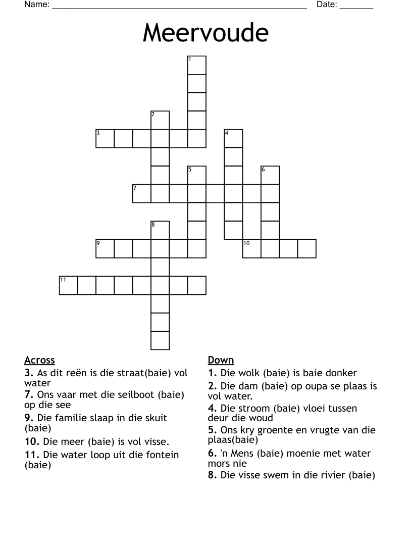 Meervoude Crossword