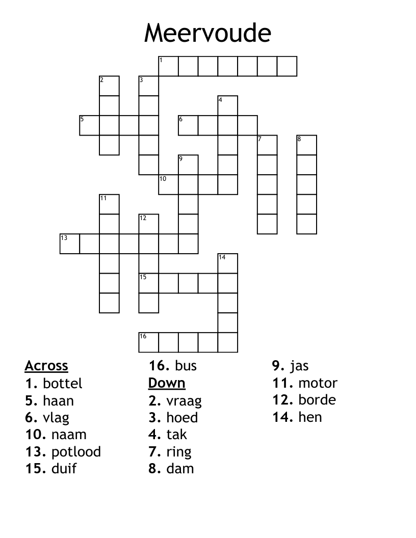 Meervoude Crossword