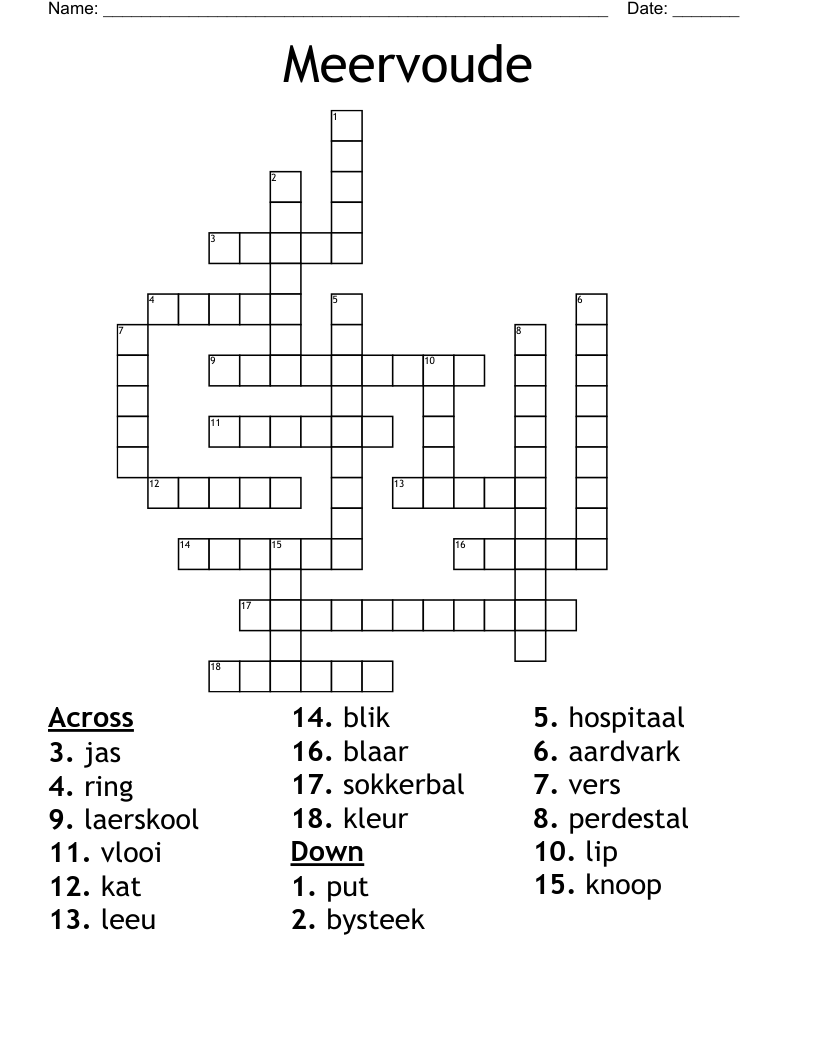 Meervoude Crossword