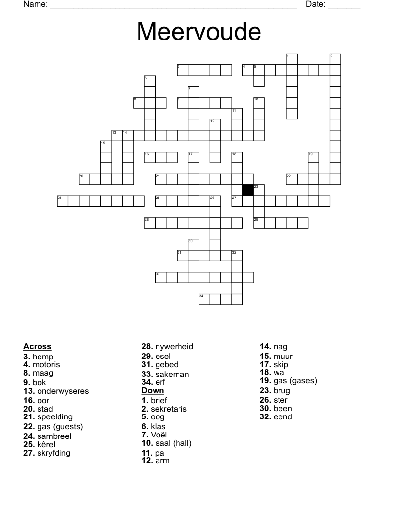Meervoude Crossword