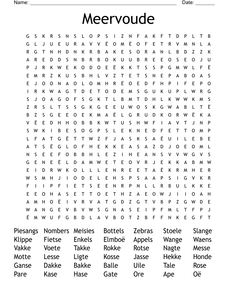 Meervoude Word Search