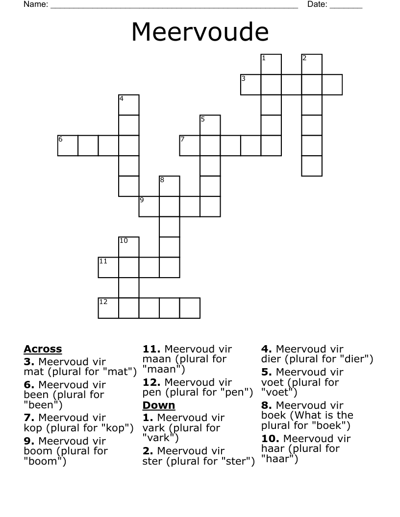 Meervoude Crossword