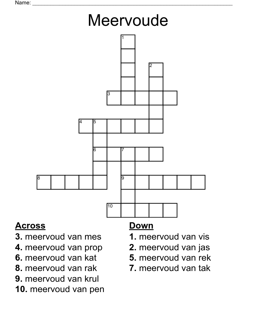 Meervoude Crossword