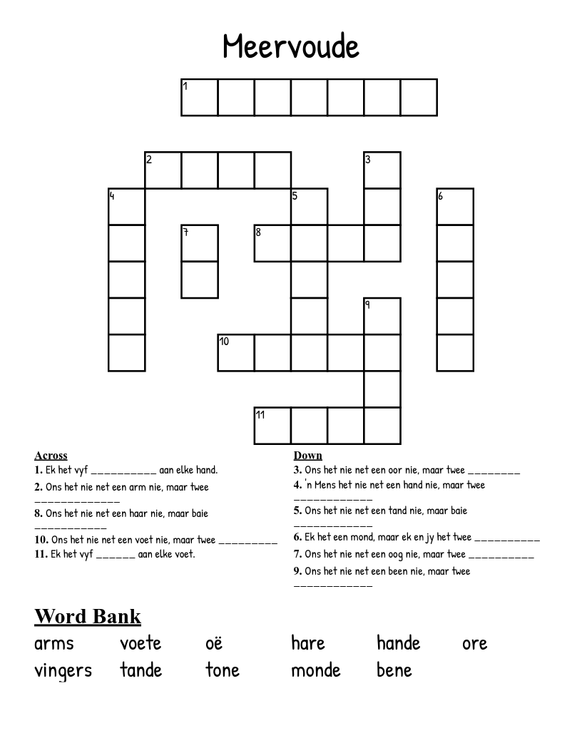 Meervoude Crossword