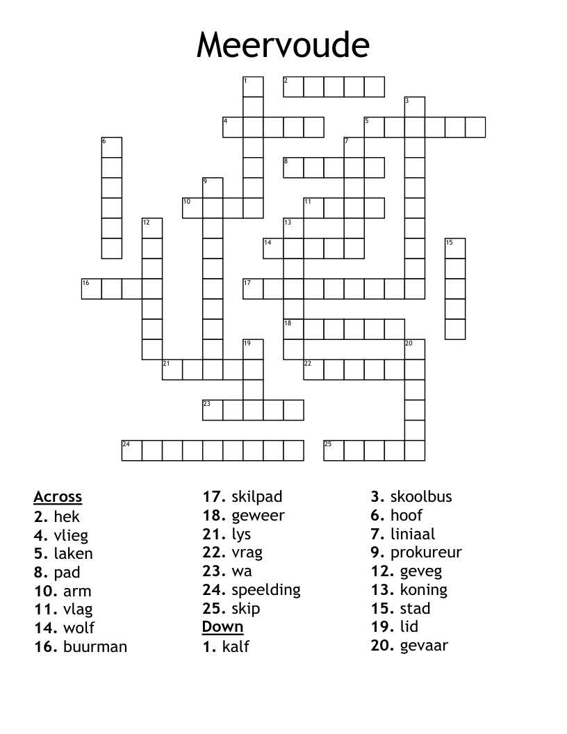 Meervoude Crossword