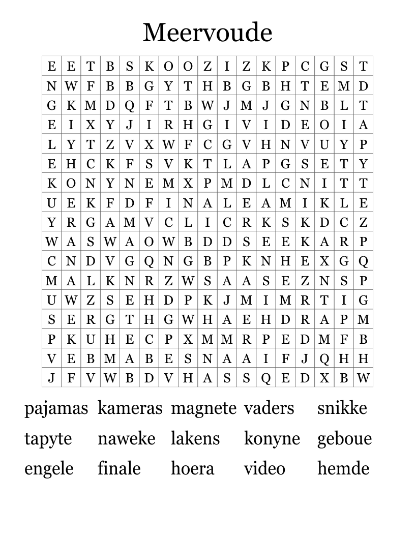 Meervoude  Word Search