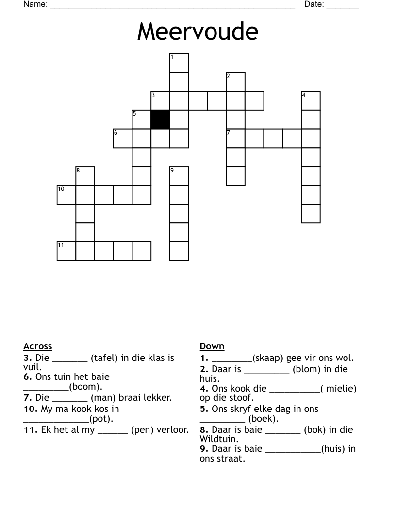 Meervoude  Crossword