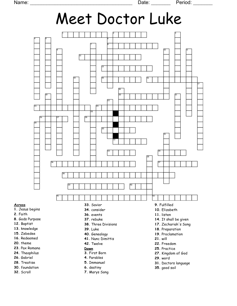 Meet Doctor Luke Crossword