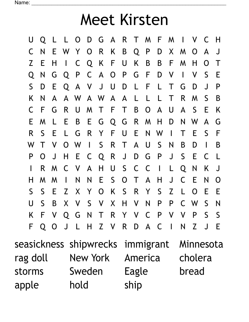 Meet Kirsten Word Search
