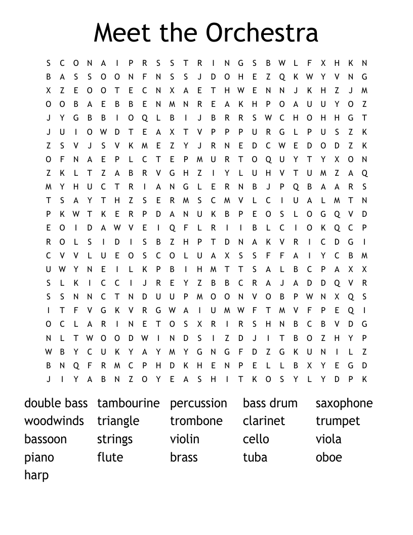 Meet the Orchestra Word Search