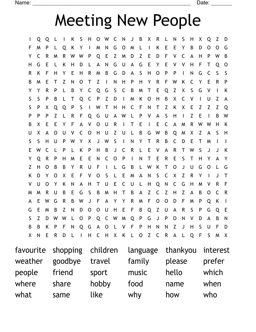 Meeting New People Word Search