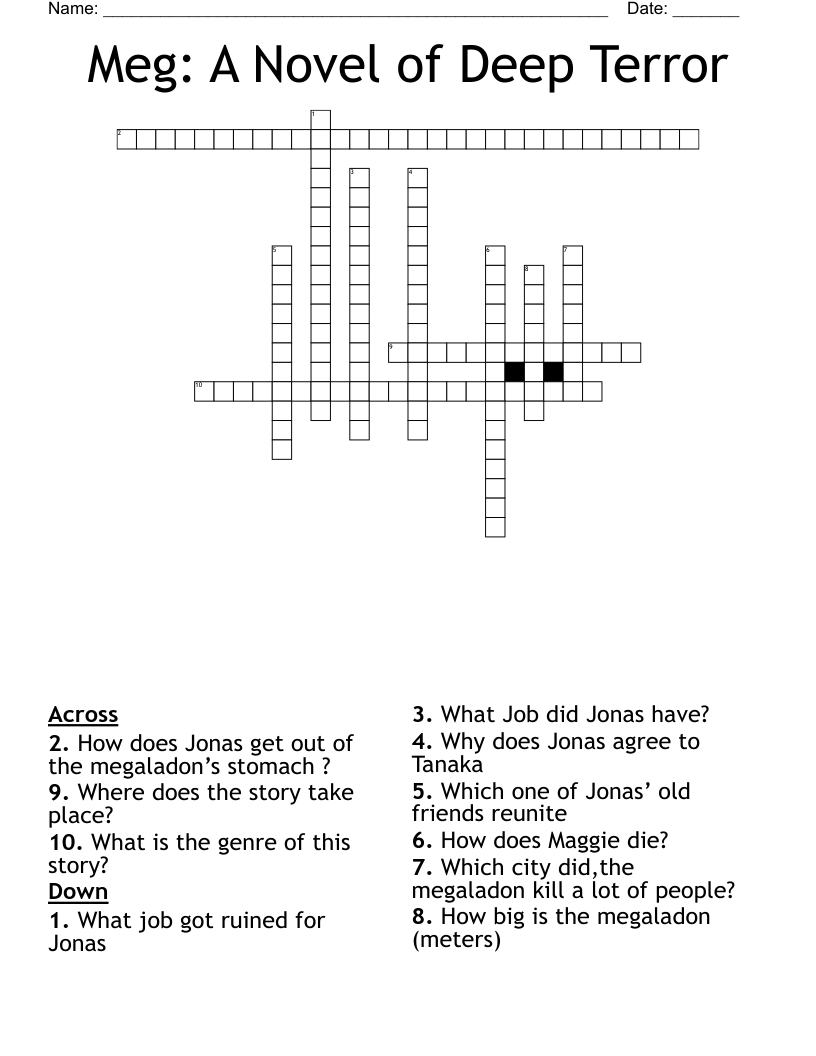 Meg: A Novel of Deep Terror Crossword