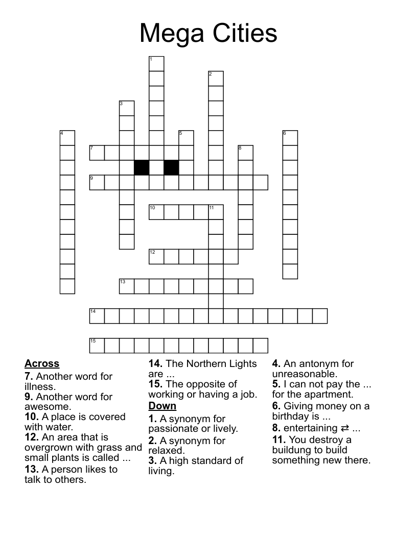 Mega Cities Crossword