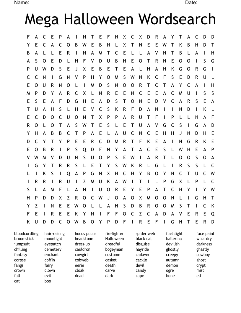 Mega Halloween Wordsearch