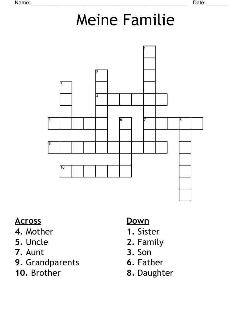 Meine Familie Crossword