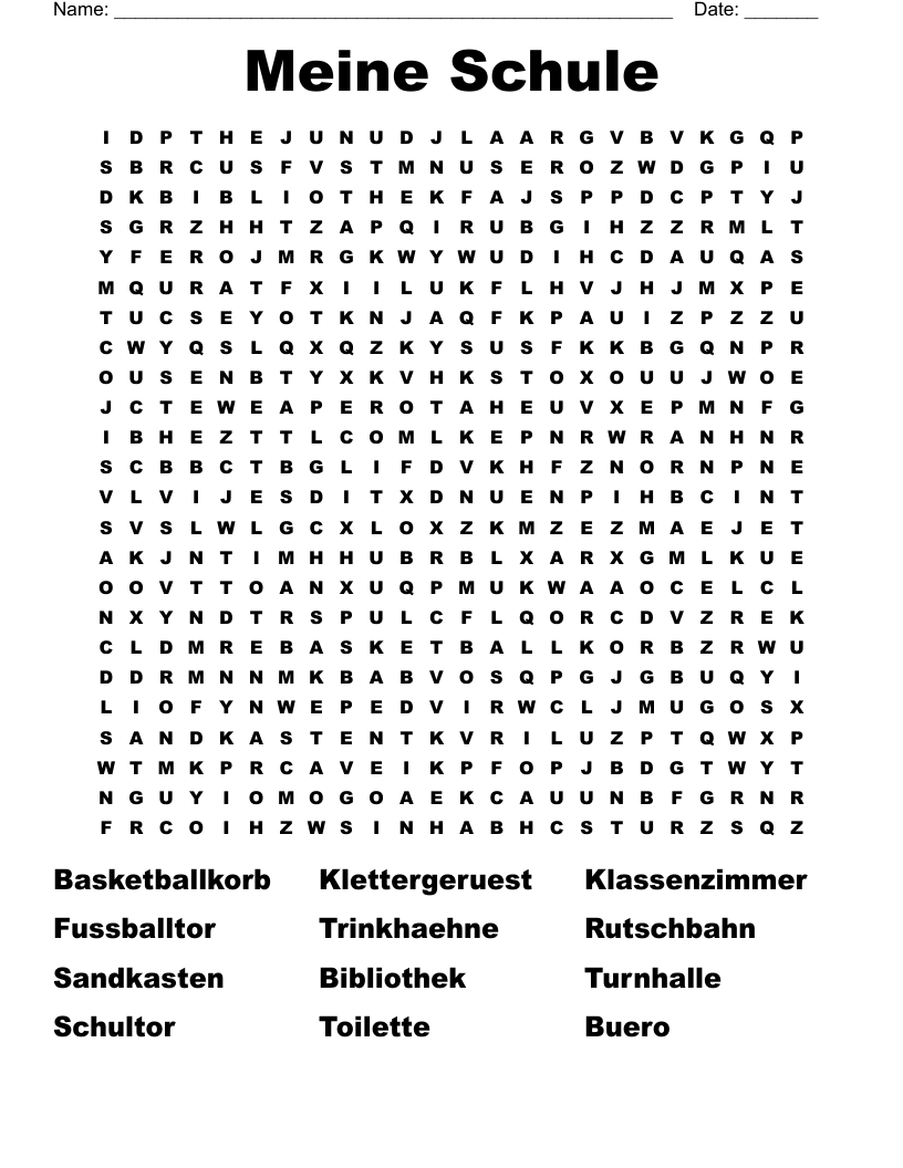 Meine Schule Word Search
