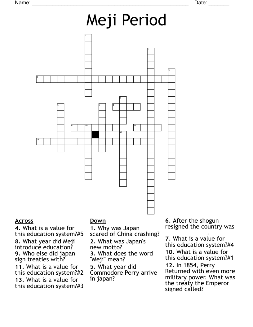 Meji Period Crossword
