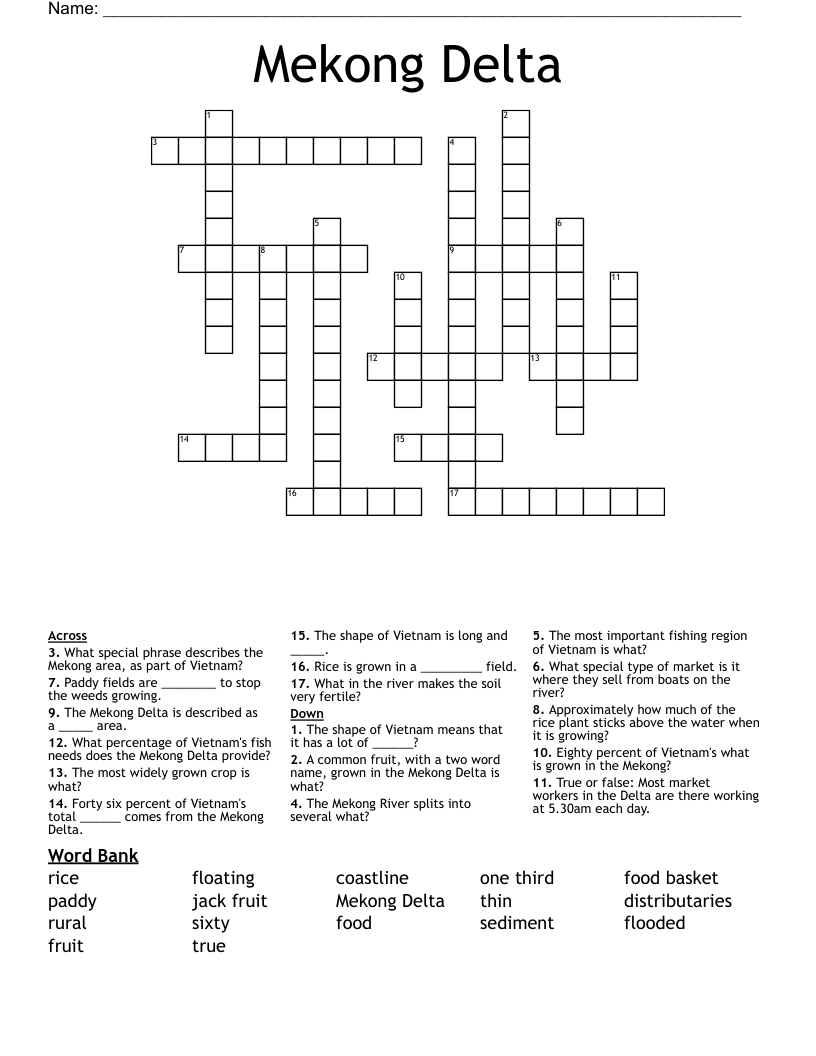 Mekong Delta Crossword