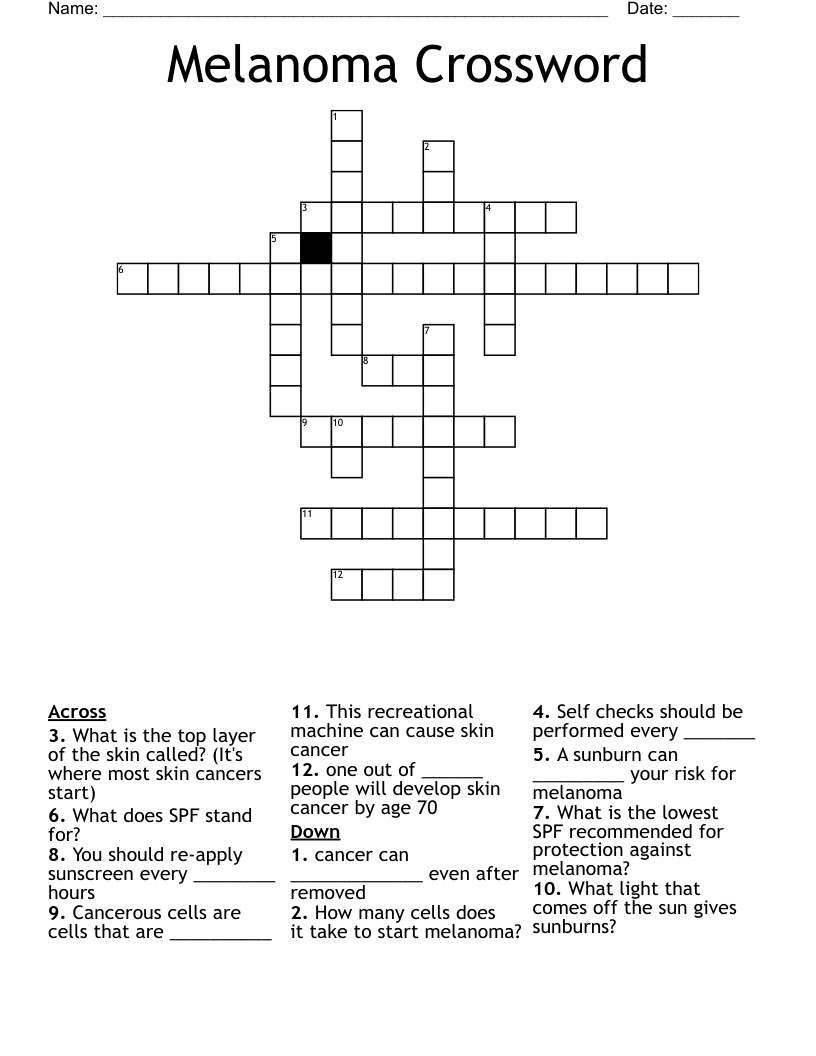 Melanoma Crossword
