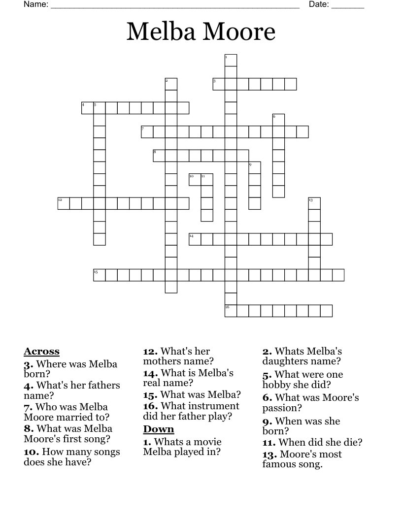 Melba Moore Crossword