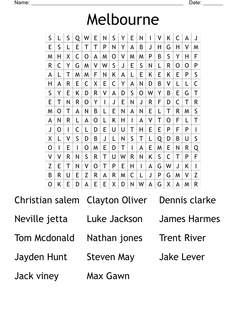 Melbourne Word Search