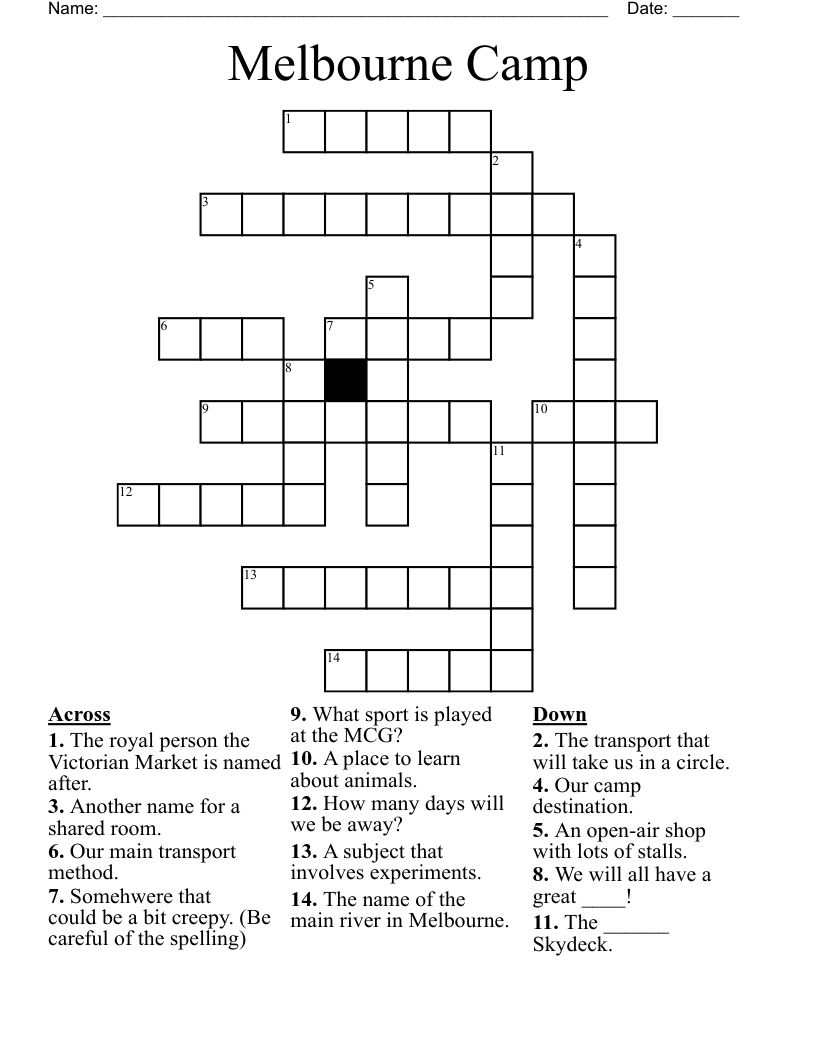 Melbourne Camp Crossword
