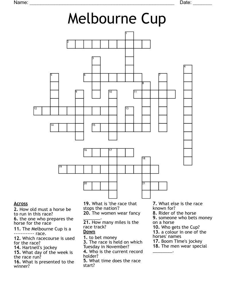 Melbourne Cup Crossword