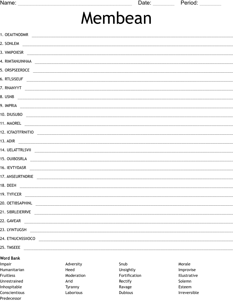 Membean  Word Scramble