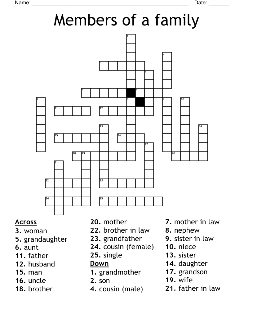 Members of a family Crossword
