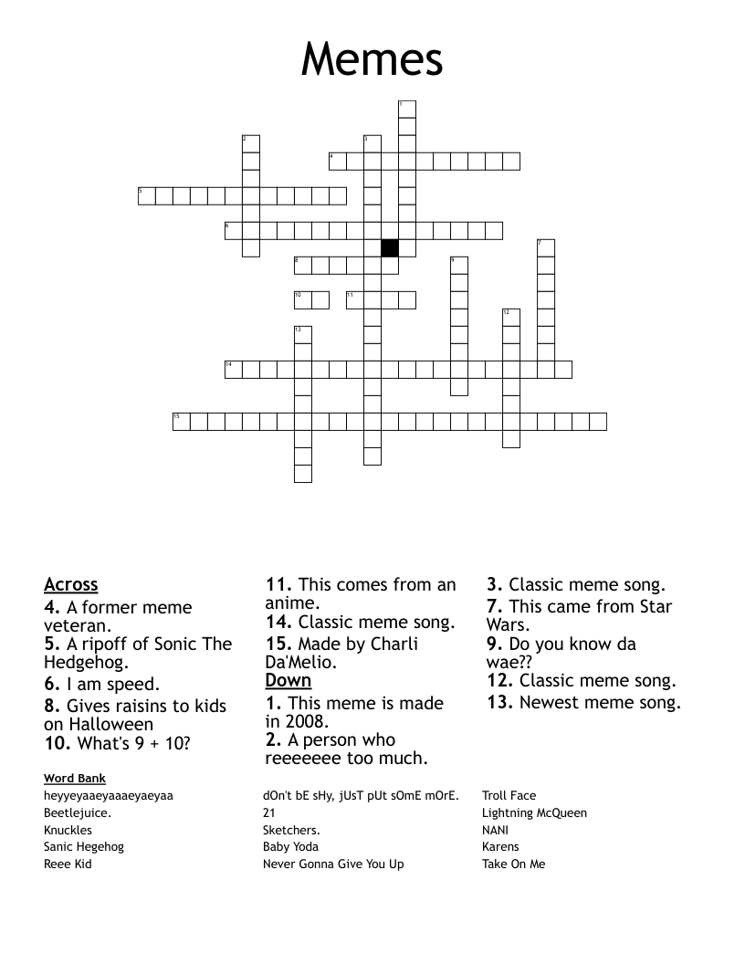Memes Crossword