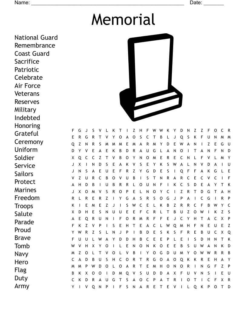 Memorial Word Search