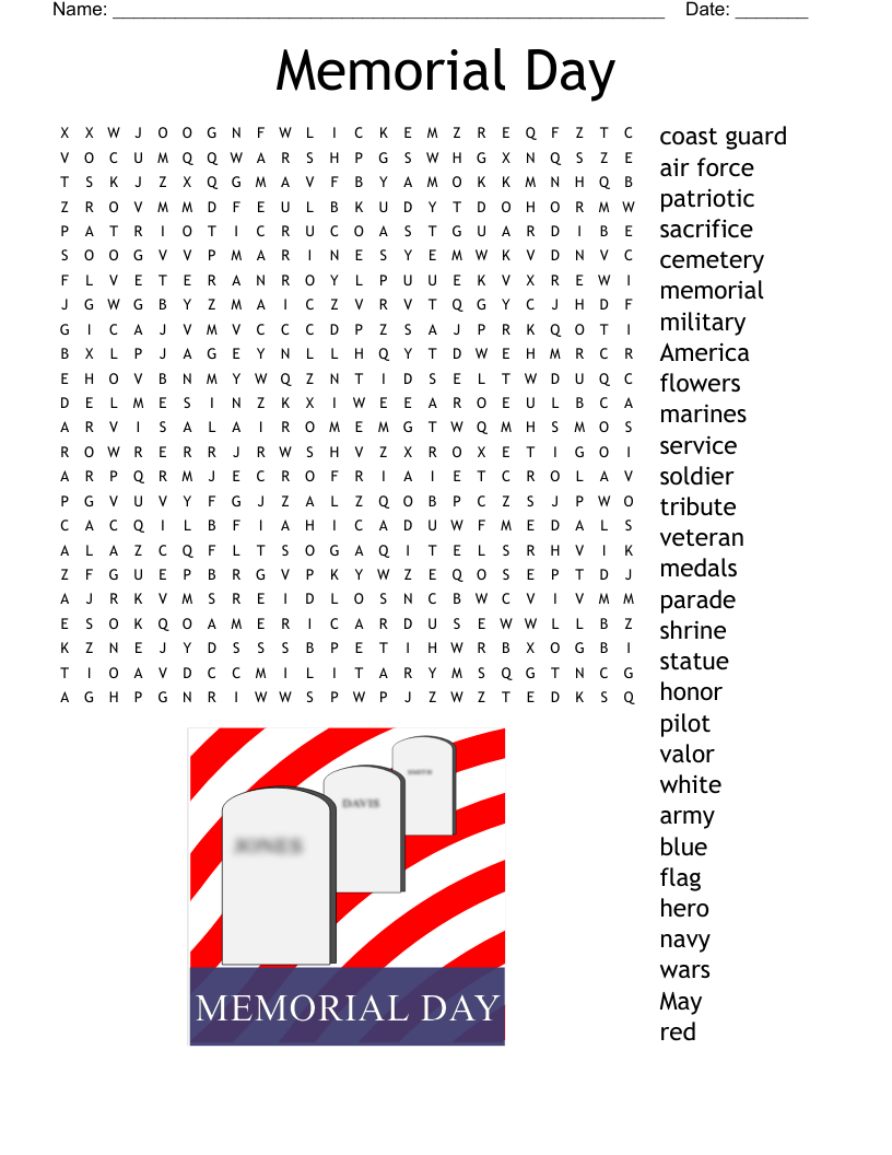 Memorial Day Word Search