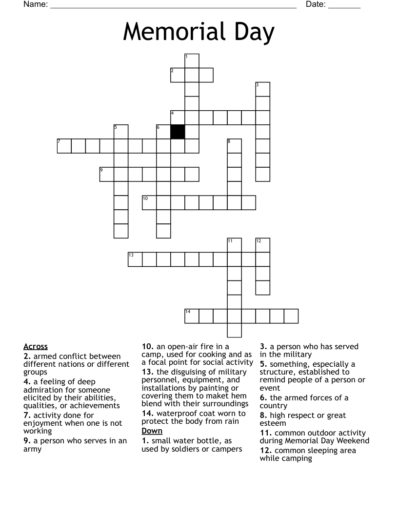 Memorial Day Crossword