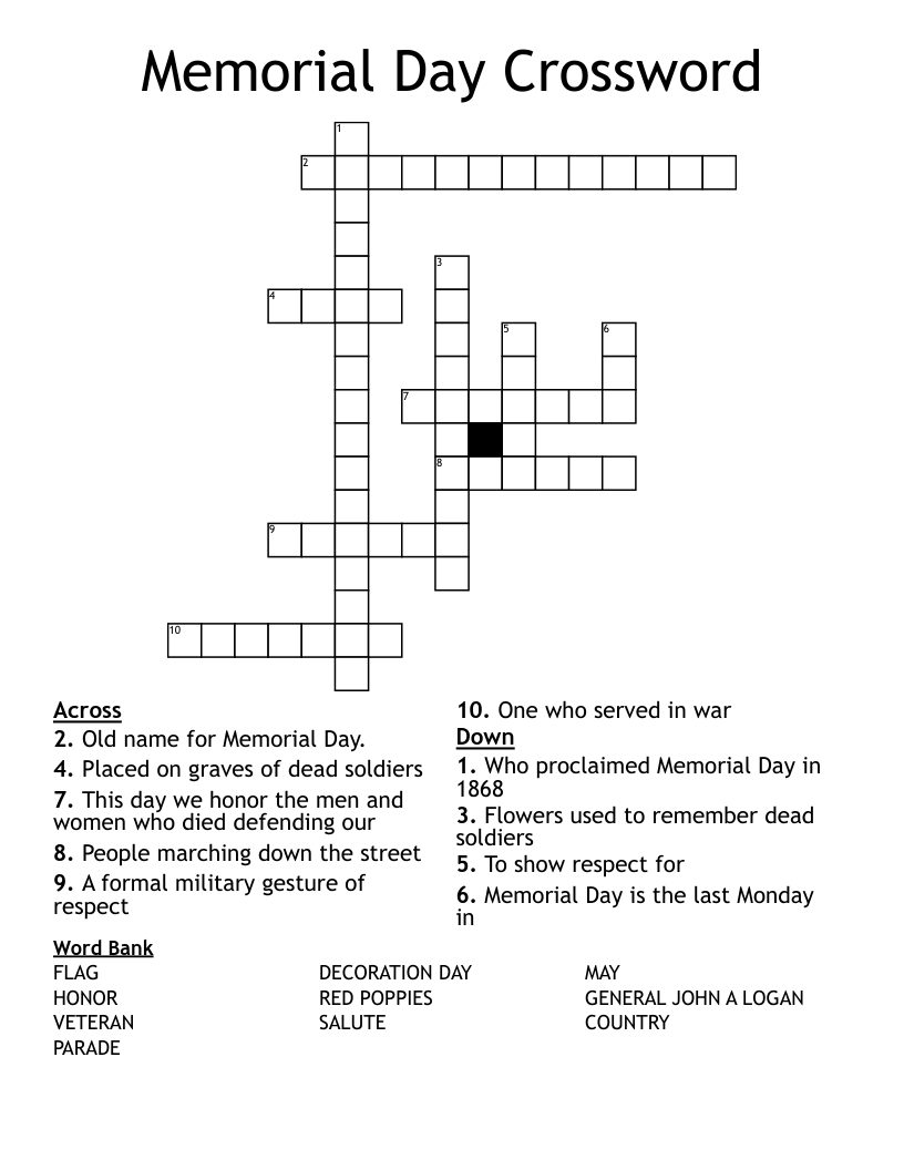 Memorial Day Crossword