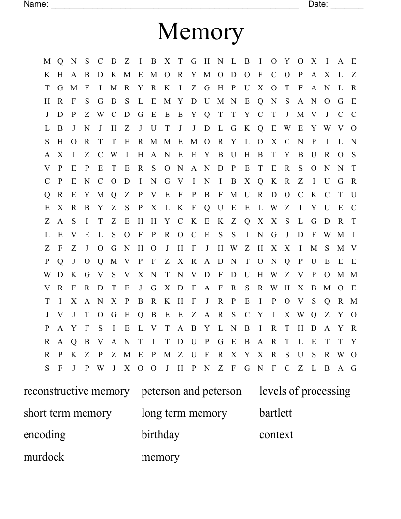 Memory Word Search