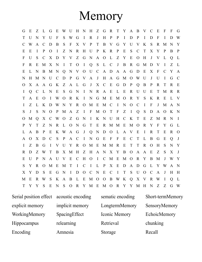 Memory Word Search