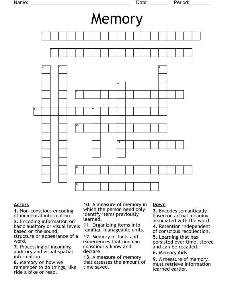 Memory Crossword