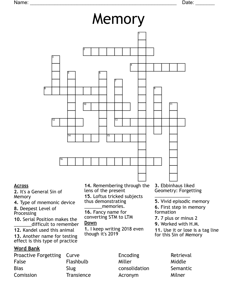 Memory Crossword