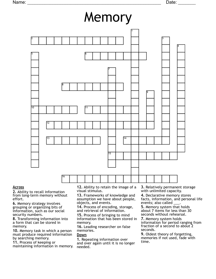 Memory Crossword