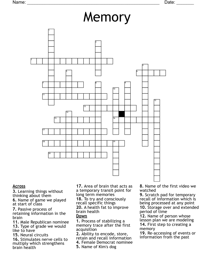 Memory Crossword
