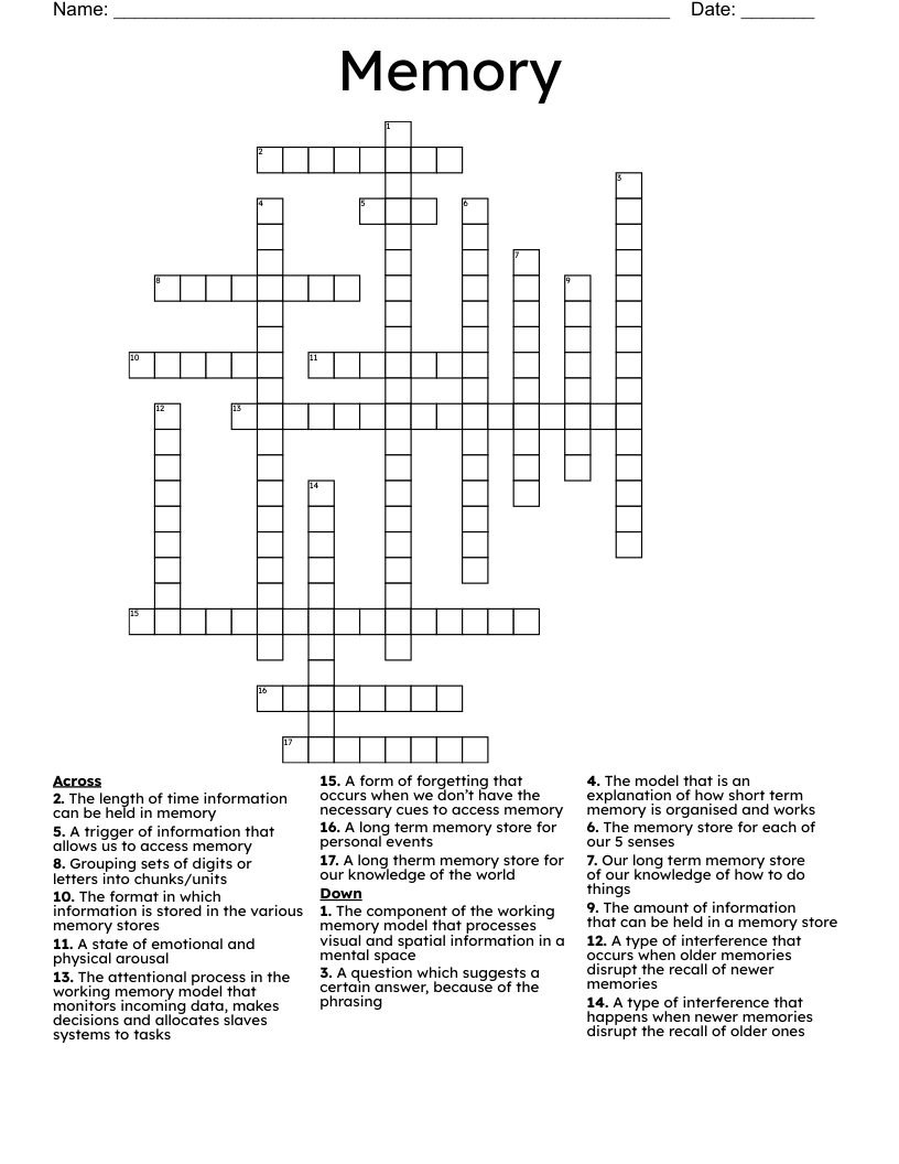 Memory Crossword