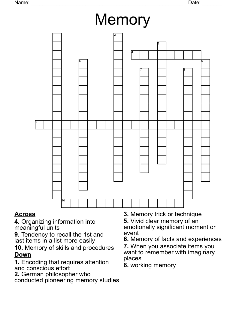 Memory Crossword