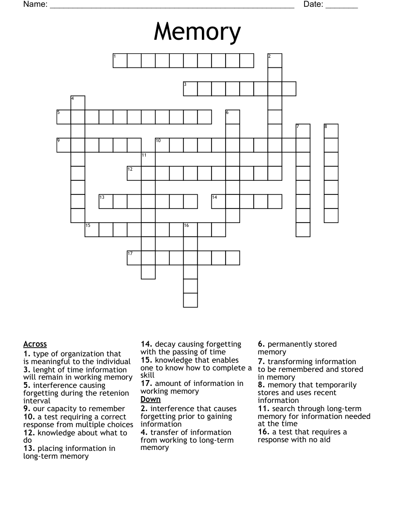 Memory Crossword