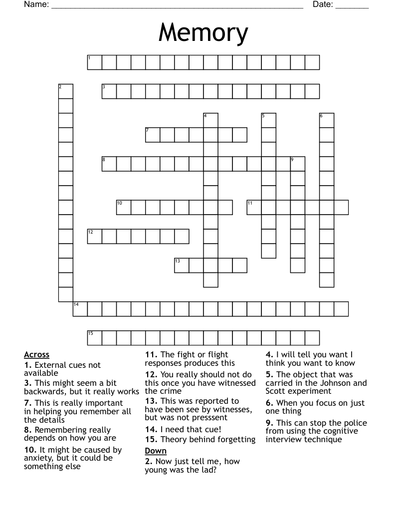 Memory Crossword