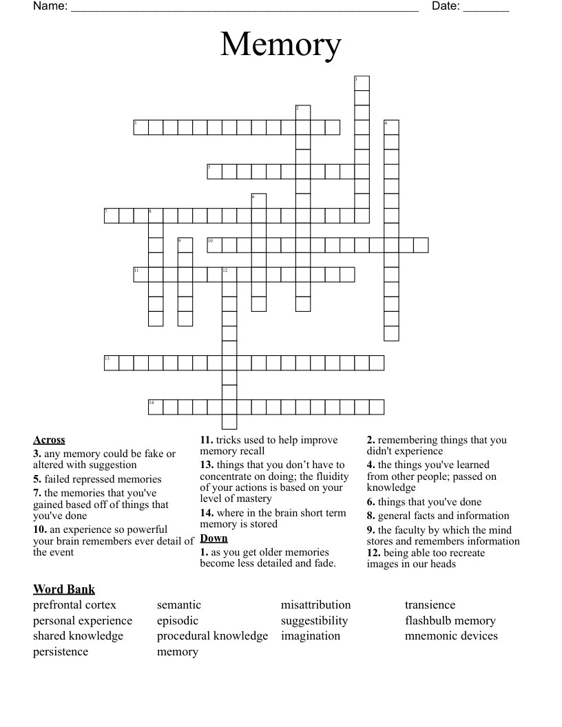 Memory Crossword