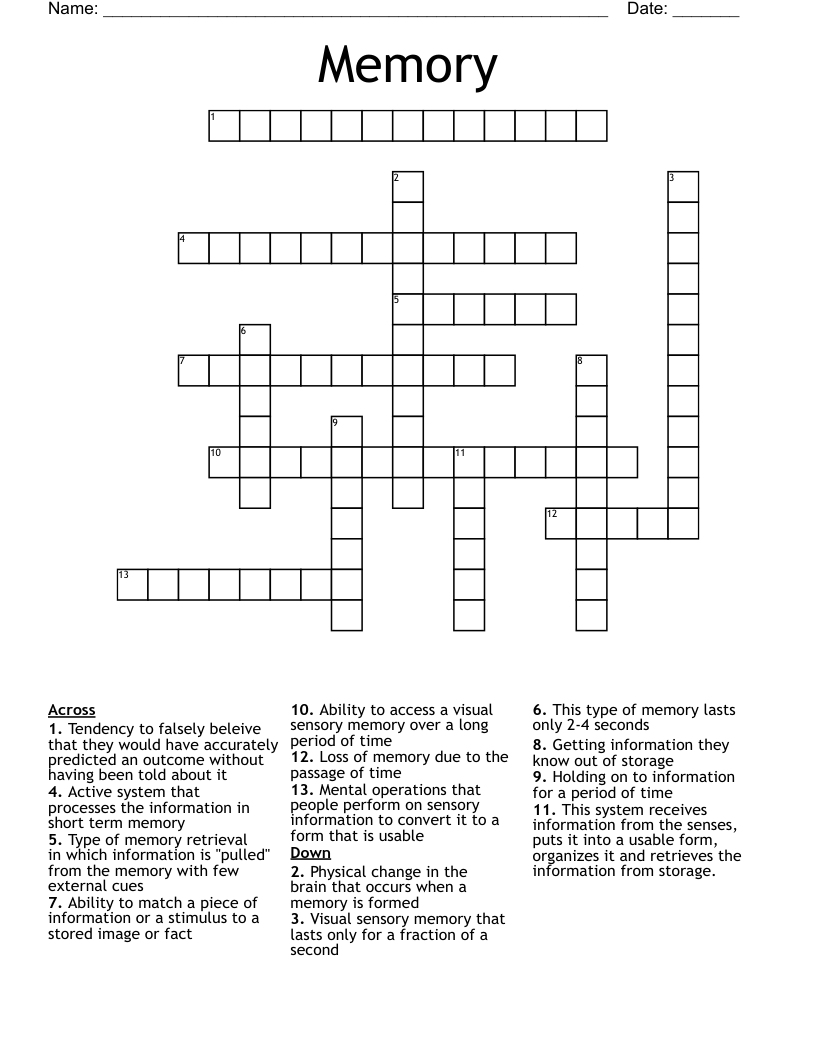 Memory Crossword
